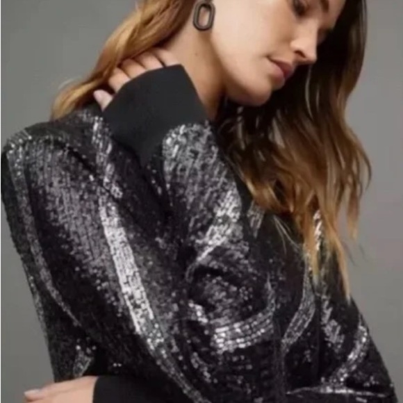 AllSaints Juela Bowi Black and Silver Long Sleeve Sequined Mini Dress- NWOT - Picture 12 of 16